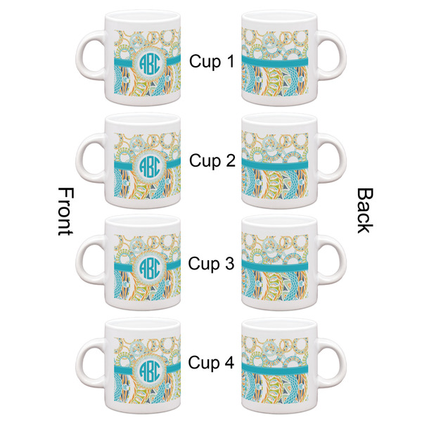 Teal Circles & Stripes Espresso Cup Set of 4 - Apvl