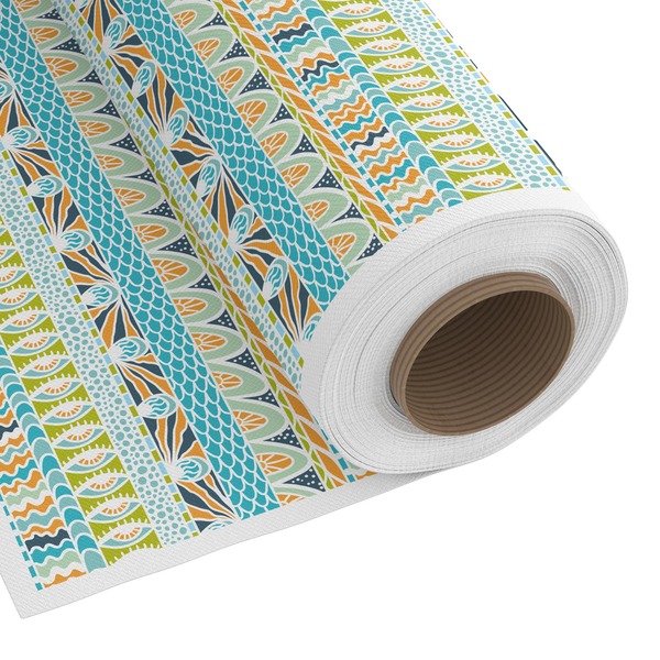 Custom Teal Circles & Stripes Fabric by the Yard - Spun Polyester Poplin