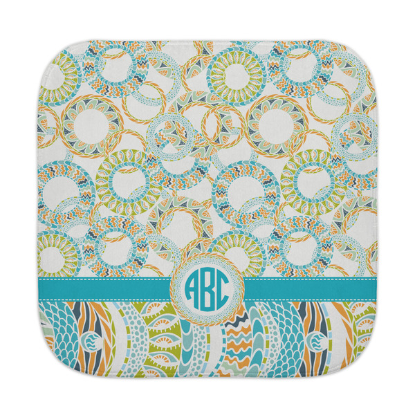 Custom Teal Circles & Stripes Face Towel (Personalized)
