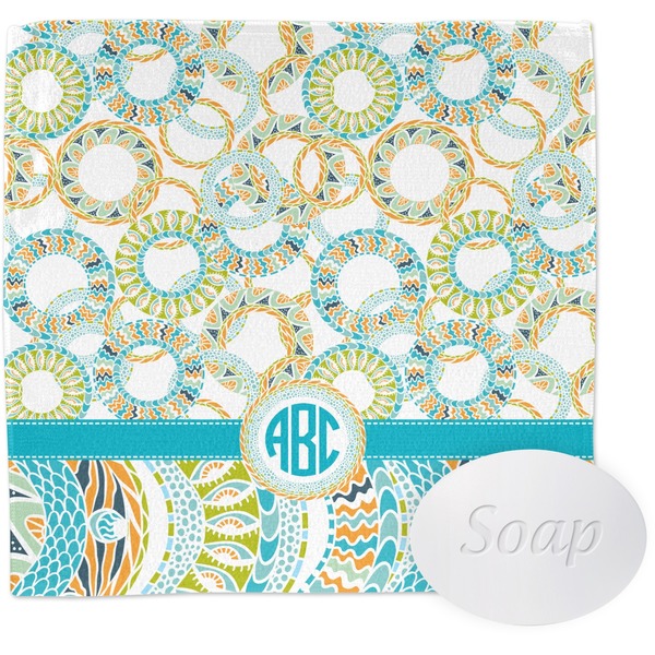 Custom Teal Circles & Stripes Washcloth (Personalized)