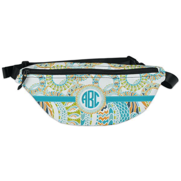Custom Teal Circles & Stripes Fanny Pack - Classic Style (Personalized)