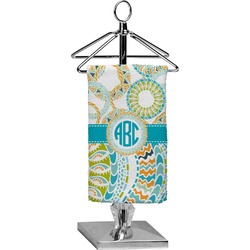 Teal Circles & Stripes Finger Tip Towel - Full Print (Personalized)