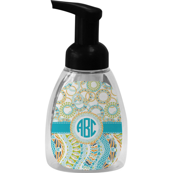 Teal Circles & Stripes Foam Soap Bottle
