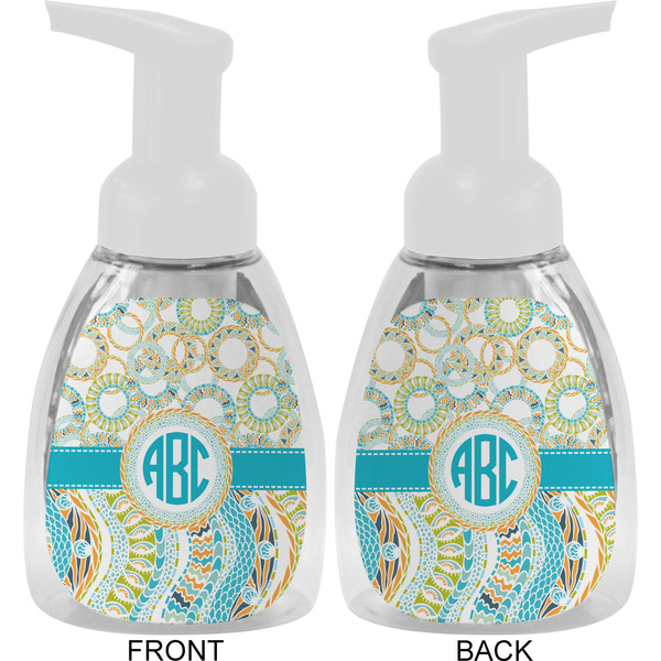 Teal Circles & Stripes Foam Soap Bottle Approval - White