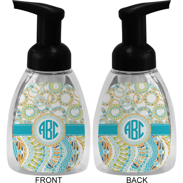 Teal Circles & Stripes Foam Soap Bottle (Front & Back)
