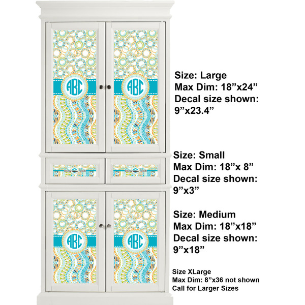 Teal Circles & Stripes Full Cabinet (Show Sizes)