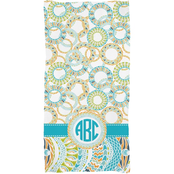 Teal Circles & Stripes Full Sized Bath Towel - Apvl