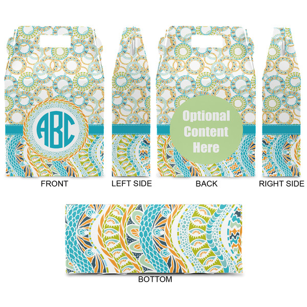 Teal Circles & Stripes Gable Favor Box - Approval