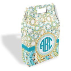 Teal Circles & Stripes Gable Favor Box (Personalized)