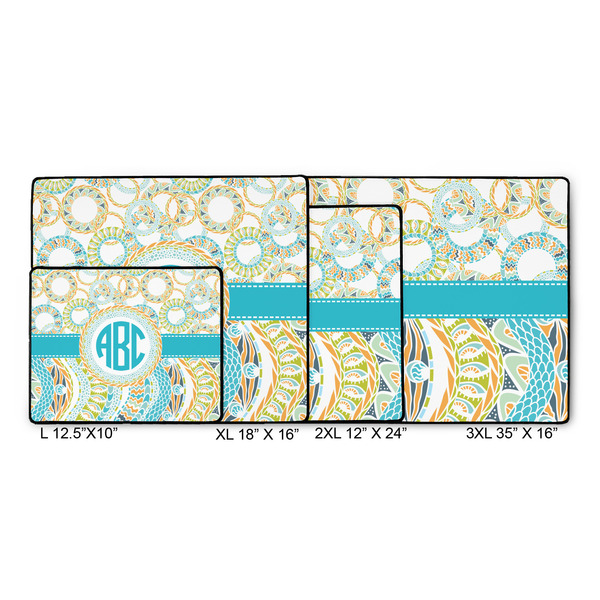 Teal Circles & Stripes Gaming Mats - SIZE CHART