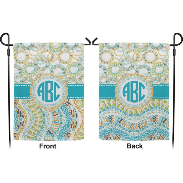 Teal Circles & Stripes Garden Flag - Double Sided Front and Back