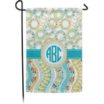 Teal Circles & Stripes Small Garden Flag - Single Sided w/ Monograms