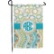 Teal Circles & Stripes Small Garden Flag - Double Sided w/ Monograms