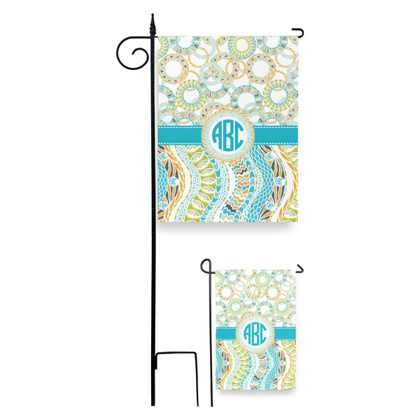 Teal Circles & Stripes Garden Flag - PARENT/MAIN