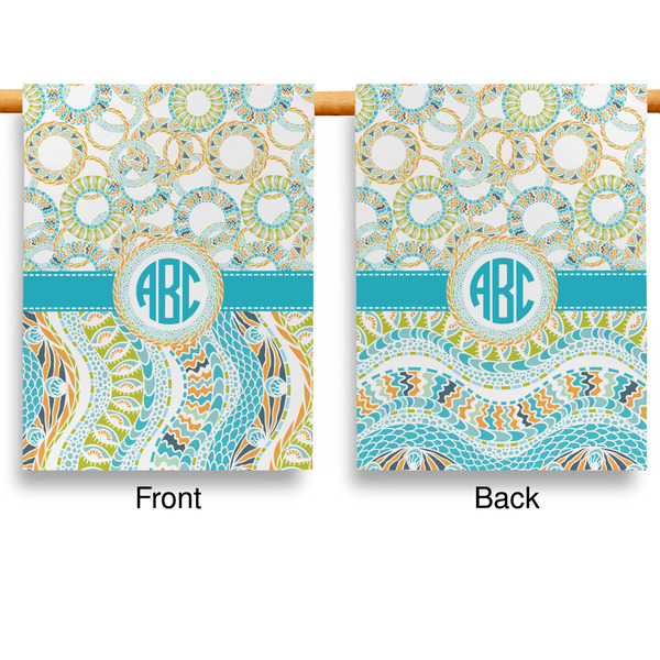 Teal Circles & Stripes Garden Flags - Large - Double Sided - APPROVAL