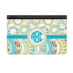 Teal Circles & Stripes Genuine Leather ID & Card Wallet - Slim Style (Personalized)