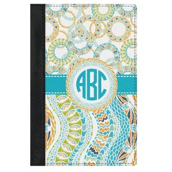 Teal Circles & Stripes Genuine Leather Passport Cover (Personalized)