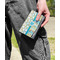 Teal Circles & Stripes Genuine Leather Womens Wallet - In Context