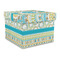 Teal Circles & Stripes Gift Boxes with Lid - Canvas Wrapped - Large - Front/Main