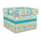 Teal Circles & Stripes Gift Box with Lid - Canvas Wrapped - Large (Personalized)