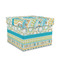 Teal Circles & Stripes Gift Box with Lid - Canvas Wrapped - Medium (Personalized)