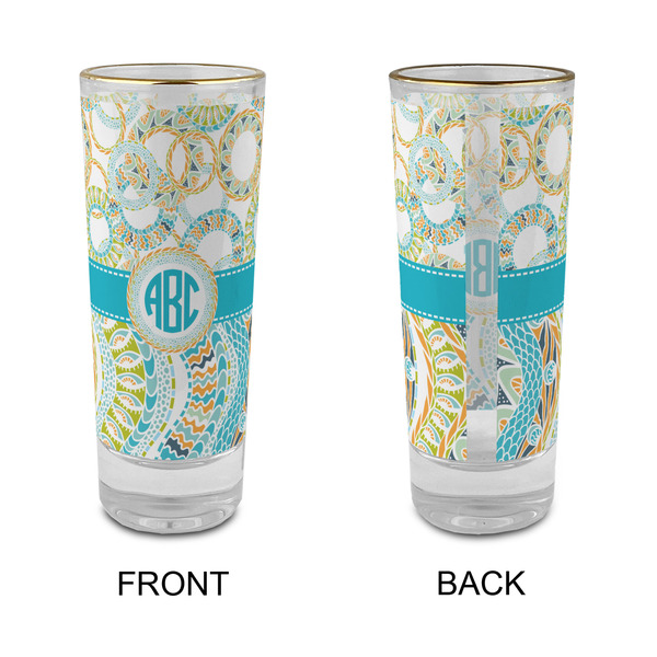 Teal Circles & Stripes Glass Shot Glass - 2 oz - Single - APPROVAL