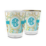 Teal Circles & Stripes Glass Shot Glass - 1.5 oz (Personalized)