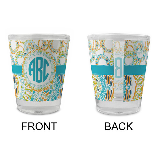 Teal Circles & Stripes Glass Shot Glass - Standard - APPROVAL