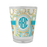 Teal Circles & Stripes Glass Shot Glass - 1.5 oz - Set of 4 (Personalized)