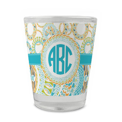 Teal Circles & Stripes Glass Shot Glass - 1.5 oz - Set of 4 (Personalized)