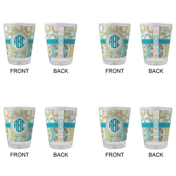 Teal Circles & Stripes Glass Shot Glass - Standard - Set of 4 - APPROVAL