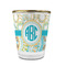 Teal Circles & Stripes Glass Shot Glass - With gold rim - FRONT