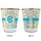 Teal Circles & Stripes Glass Shot Glass - with gold rim - APPROVAL