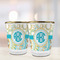 Teal Circles & Stripes Glass Shot Glass - with gold rim - LIFESTYLE