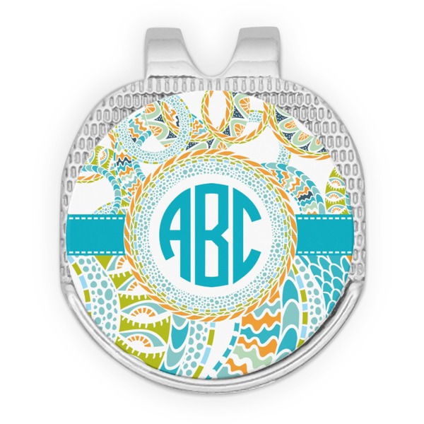 Teal Circles & Stripes Golf Ball Hat Marker Hat Clip