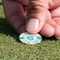 Teal Circles & Stripes Golf Ball Marker - Hand
