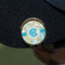 Teal Circles & Stripes Golf Ball Marker Hat Clip - Gold - On Hat