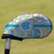 Teal Circles & Stripes Golf Club Cover - Front
