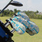 Teal Circles & Stripes Golf Club Cover - Set of 9 - On Clubs