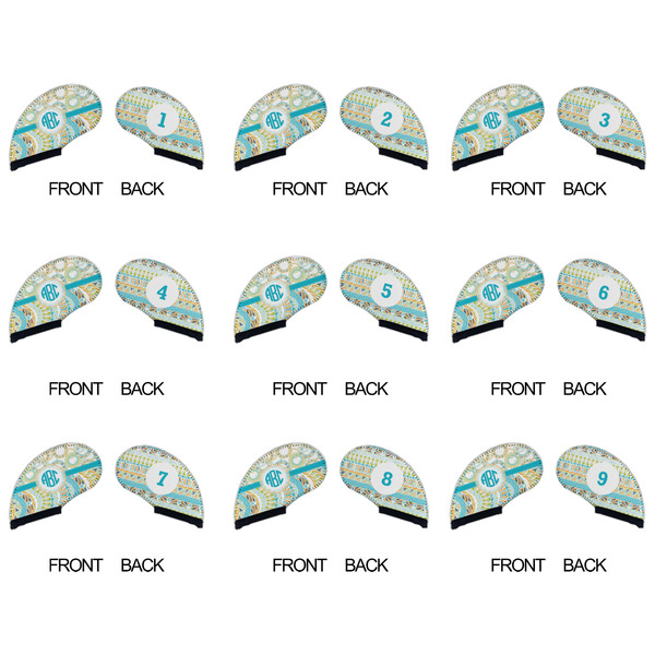 Teal Circles & Stripes Golf Club Covers - APPROVAL (set of 9)