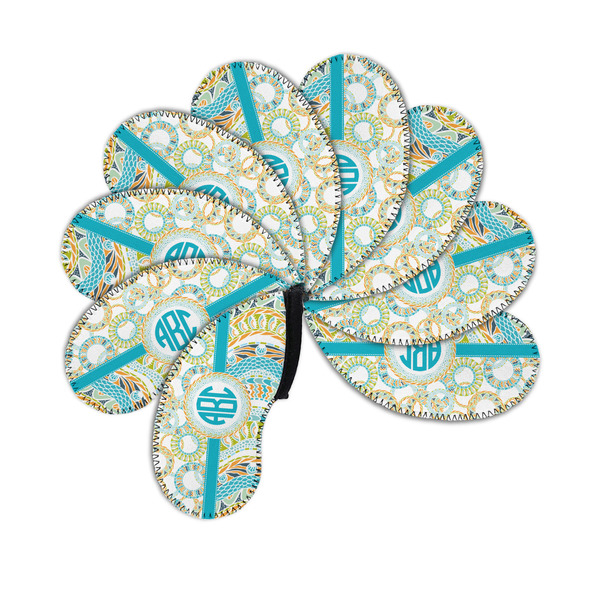 Teal Circles & Stripes Golf Club Covers - PARENT/MAIN (set of 9)