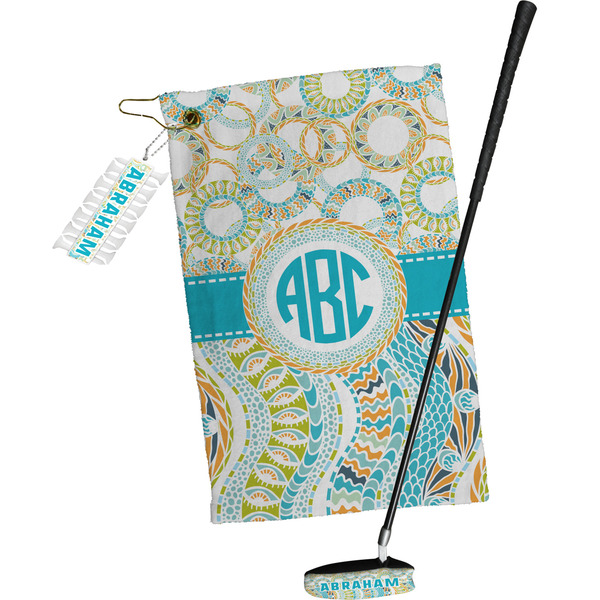 Teal Circles & Stripes Golf Gift Kit (Full Print)