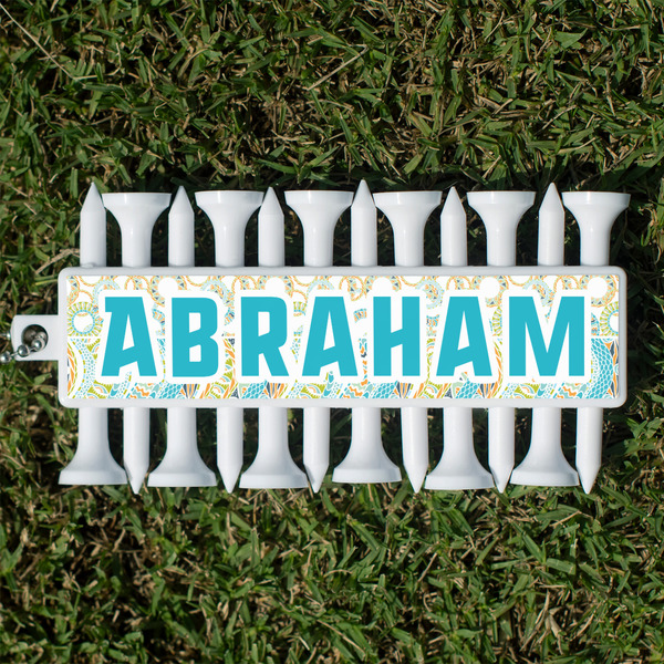 Custom Teal Circles & Stripes Golf Tees & Ball Markers Set (Personalized)