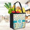 Teal Circles & Stripes Grocery Bag - LIFESTYLE