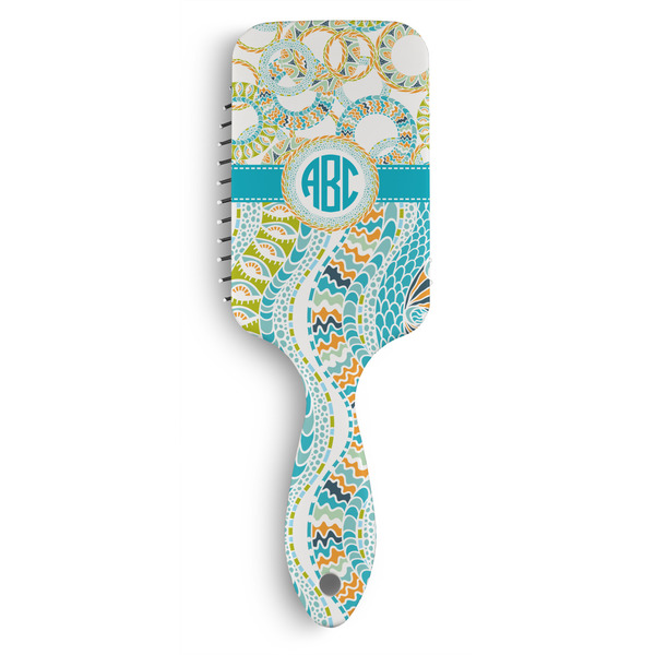 Custom Teal Circles & Stripes Hair Brushes (Personalized)