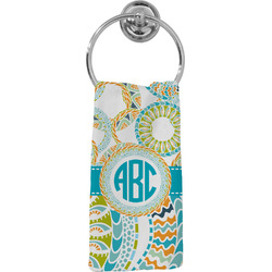 Teal Circles & Stripes Hand Towel - Full Print (Personalized)