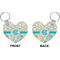 Teal Circles & Stripes Heart Keychain (Front + Back)