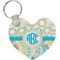 Teal Circles & Stripes Heart Keychain (Personalized)