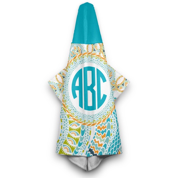 Teal Circles & Stripes Hooded Towel - Hanging