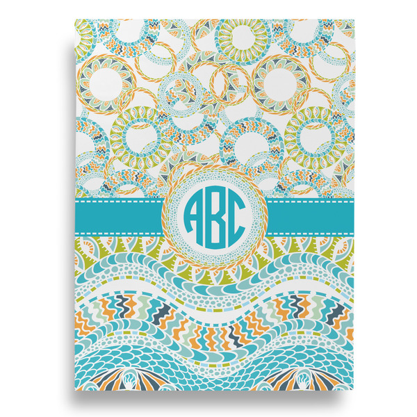 Teal Circles & Stripes House Flags - Double Sided - BACK